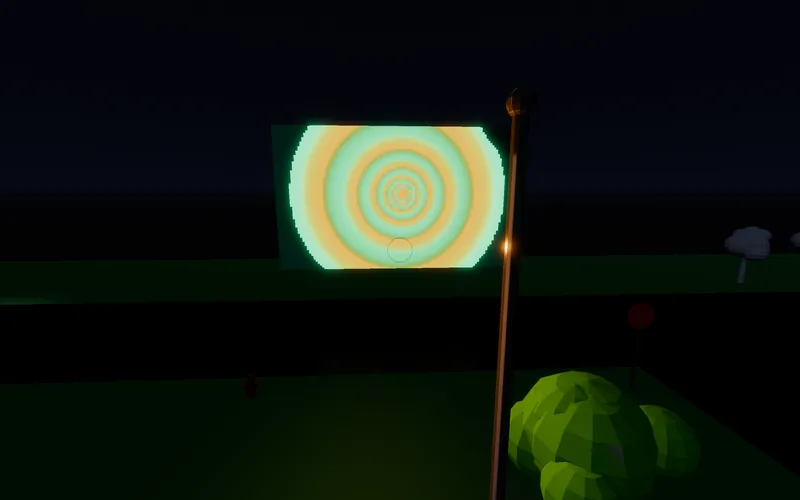 A freshly painted billboard at night